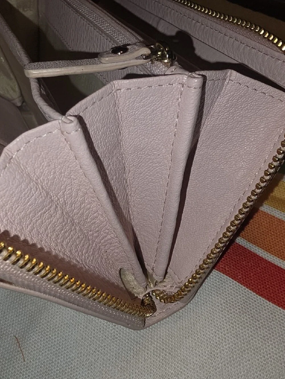 kate spade ♠️ Blush Pink Pebbled Zip Wallet